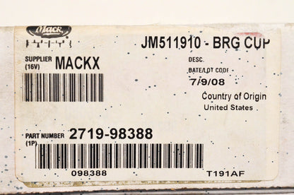 Mack JM511910, 2719-98388 Bearing Cup NOS