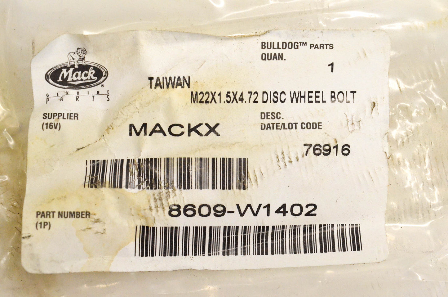 Mack 8609-W1402 Wheel Stud NOS