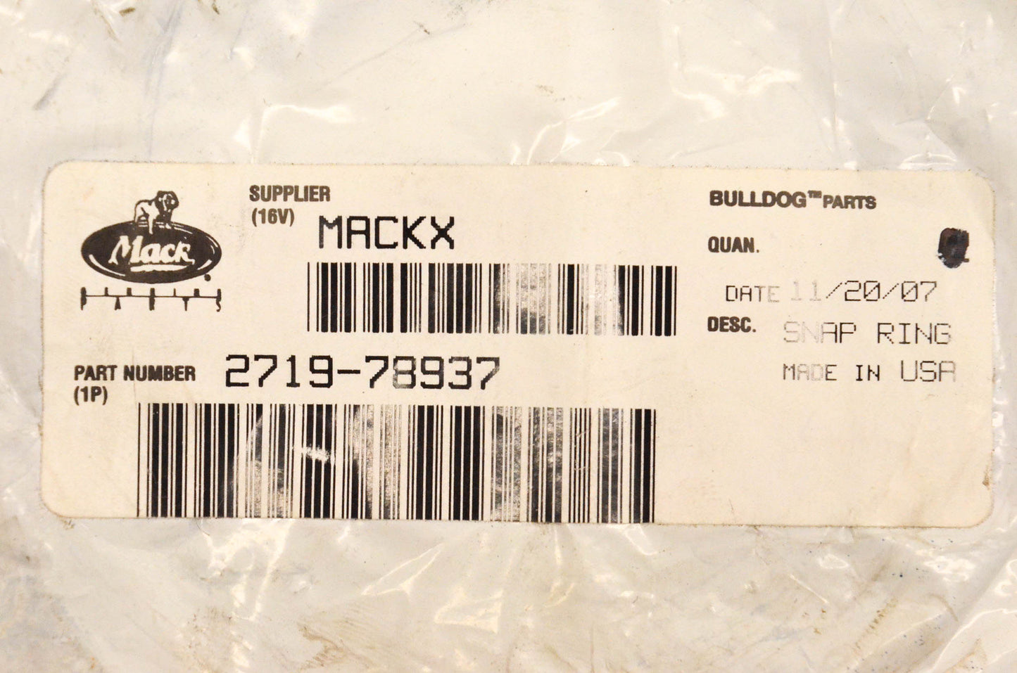 Mack 2719-78937 Snap Ring NOS