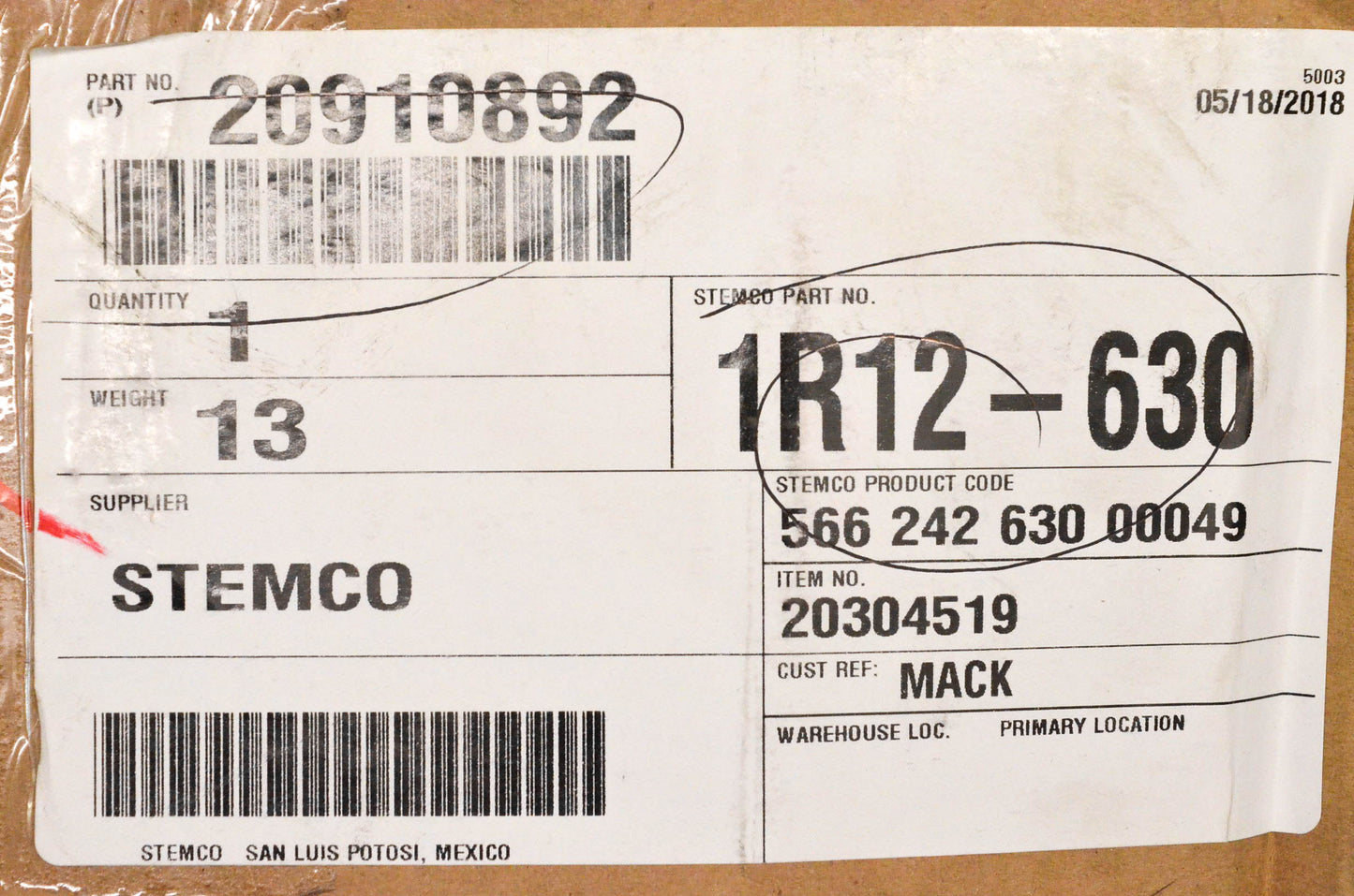 Mack 20910892, 1R12-630, 566-242-630-00049 Air Bag Spring NOS