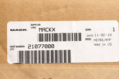 Mack 21077000 Headlamp Assembly NOS