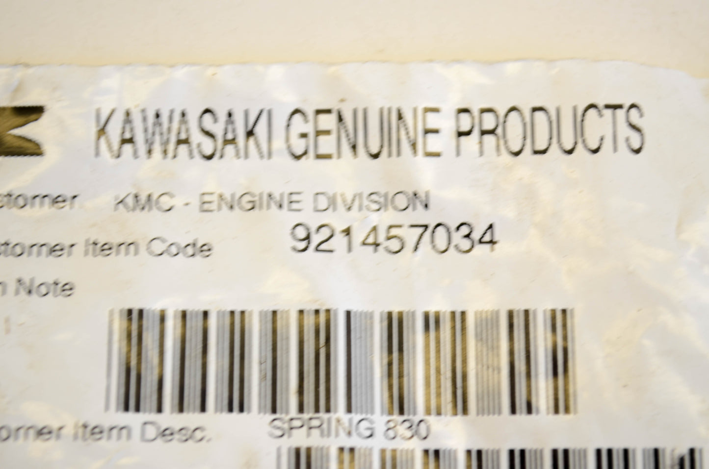 New OEM Kawasaki 921457034, 92145-7034 Spring NOS
