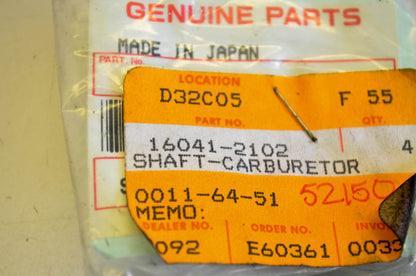 New OEM Kawasaki 16041-2102 Carburetor Shaft NOS