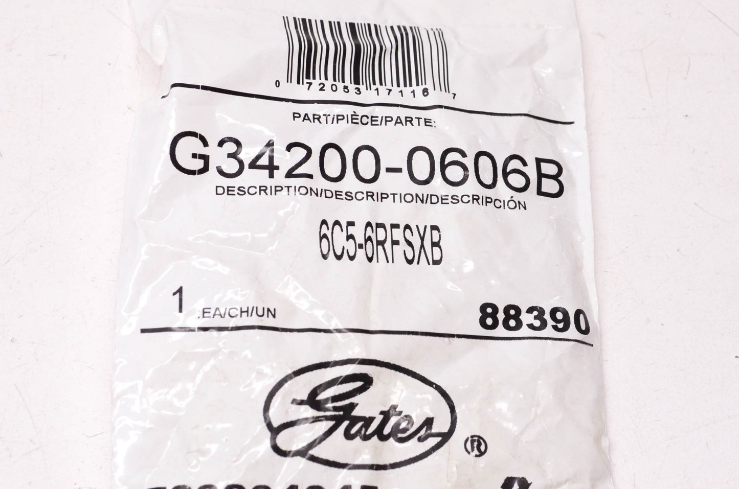 Gates G34200-0606B, 6C5-6RFSXB Mega Crimp Hydraulic Coupling NOS