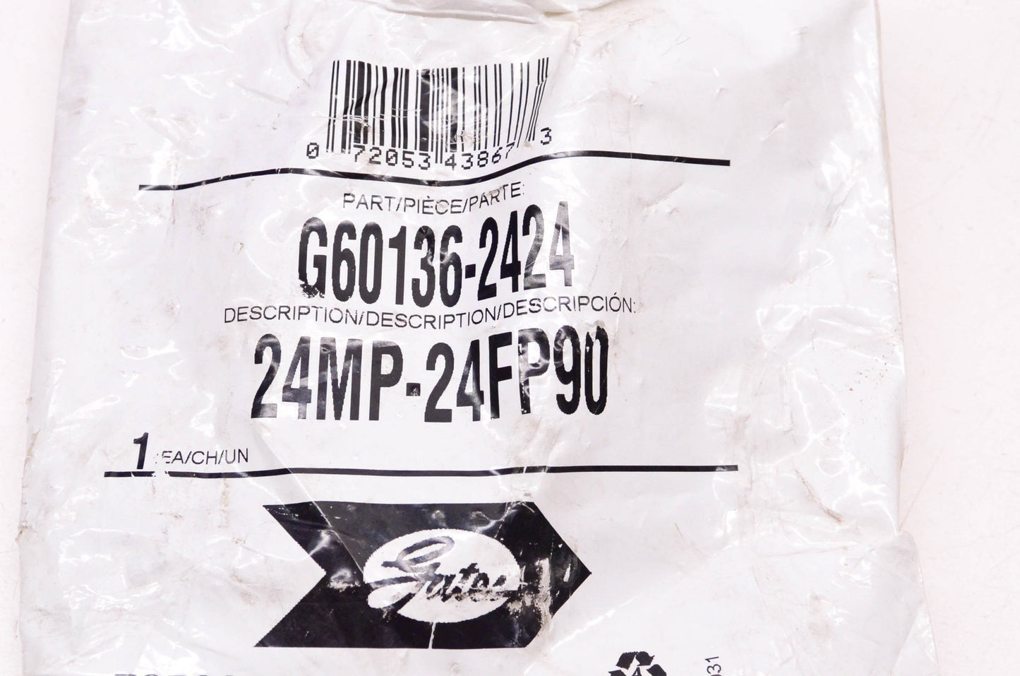 Gates G60136-2424, 24MP-24FP90 Mega Crimp Hydraulic Coupling NOS