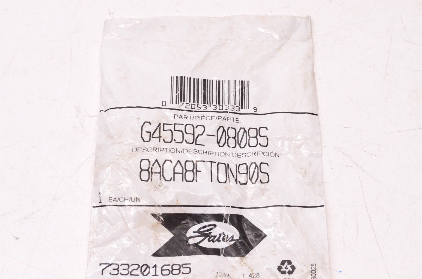 Gates G45592-0808S, 8ACA8FTON90S Hydraulic Hose Fitting NOS