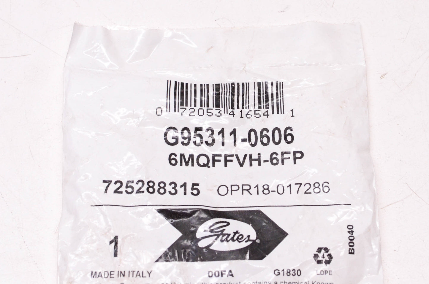 Gates G95311-0606, 6MQFFVH-6FP Hydraulic Quick Disconnect Fitting NOS