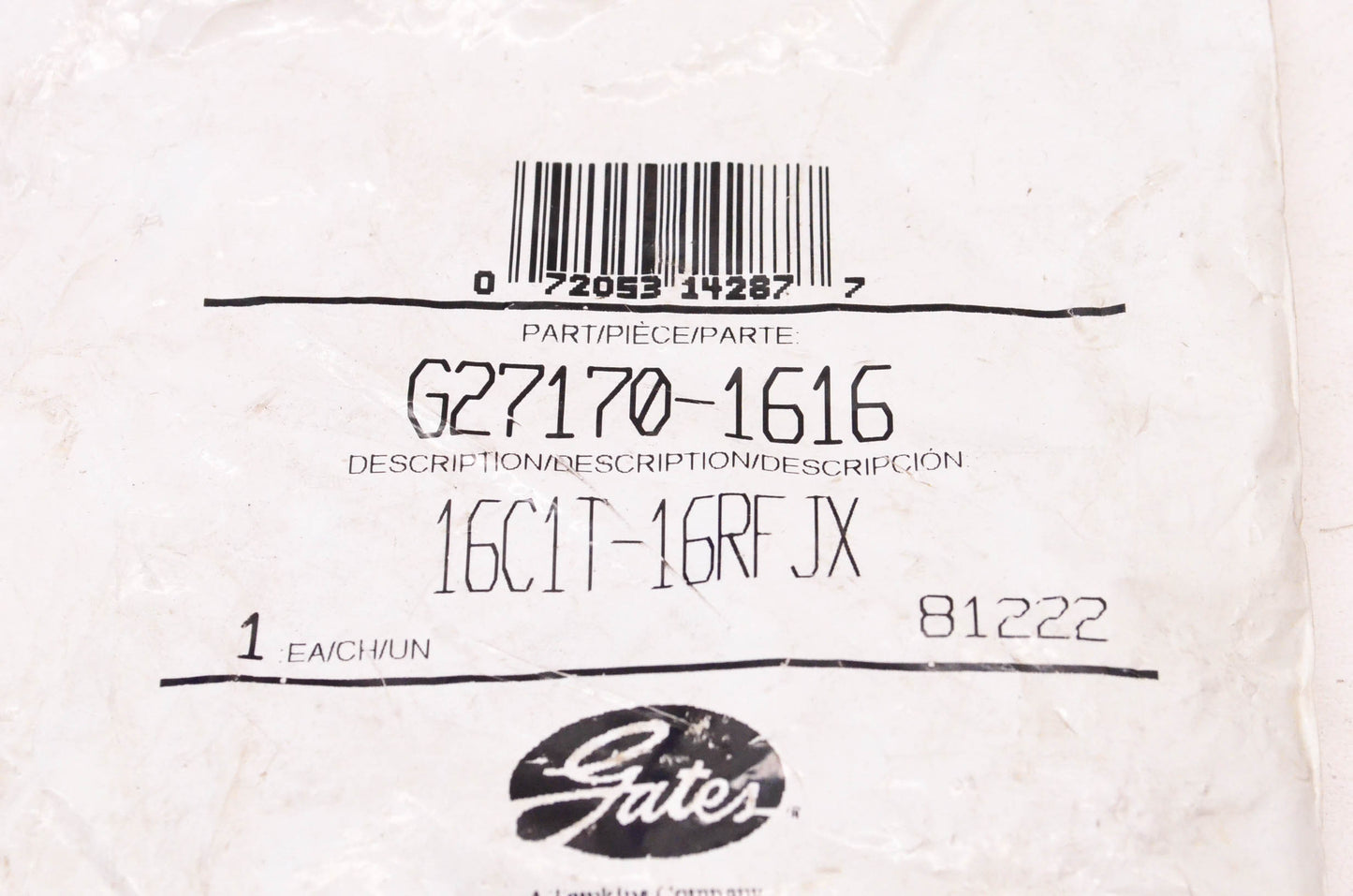 Gates G27170-1616, 16C1T-16RFJX Mega Crimp Hydraulic Coupling NOS