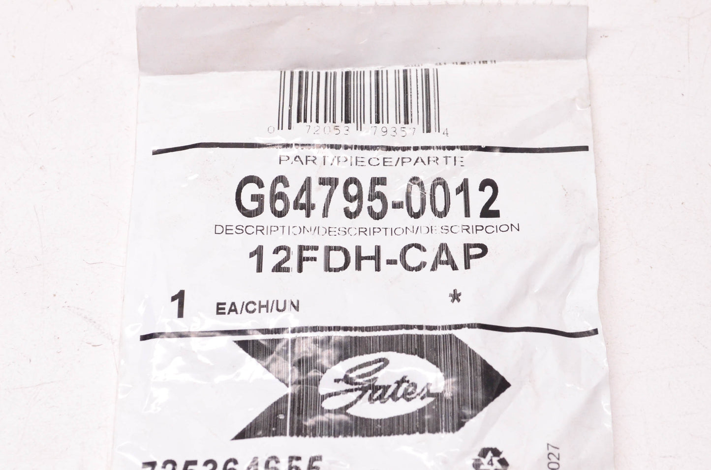 Gates G64795-0012, 12FDH-CAP Mega Crimp Hydraulic Hose Adapter NOS