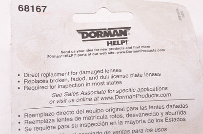 Dorman 68167 License Plate Lens NOS
