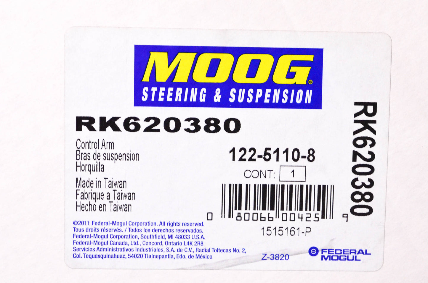 Moog RK620380 Control Arm W/ Ball Joint NOS