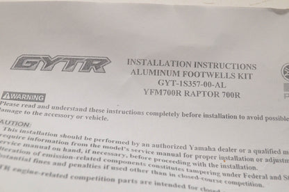 New OEM Yamaha GYT-1S357-00-AL Aluminum Footwells Kit NOS