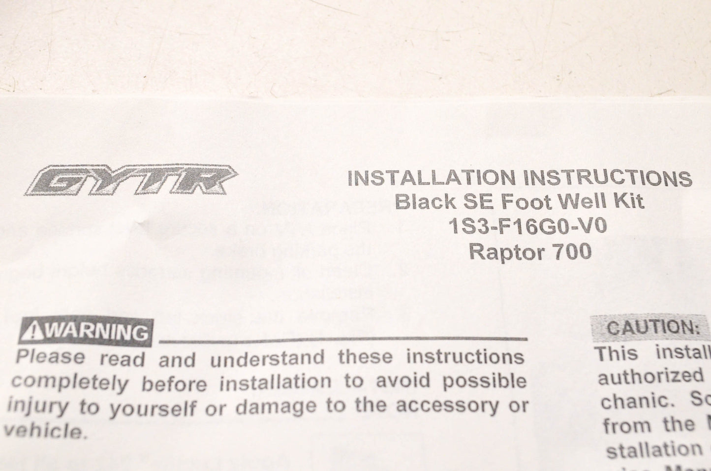 New OEM Yamaha 1S3-F16G0-V0-00 Black SE Footwell Kit NOS