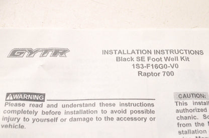 New OEM Yamaha 1S3-F16G0-V0-00 Black SE Footwell Kit NOS