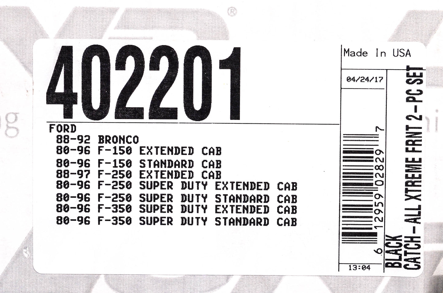 Lund 402201 Catch-All Xtreme Floor Liner Kit NOS