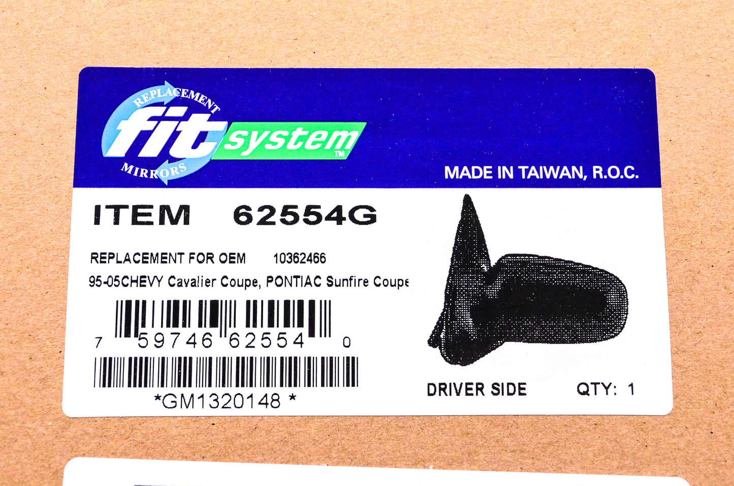 Fit System 95-05 Chevy Cavalier Coupe Driver's Side View Mirror NOS