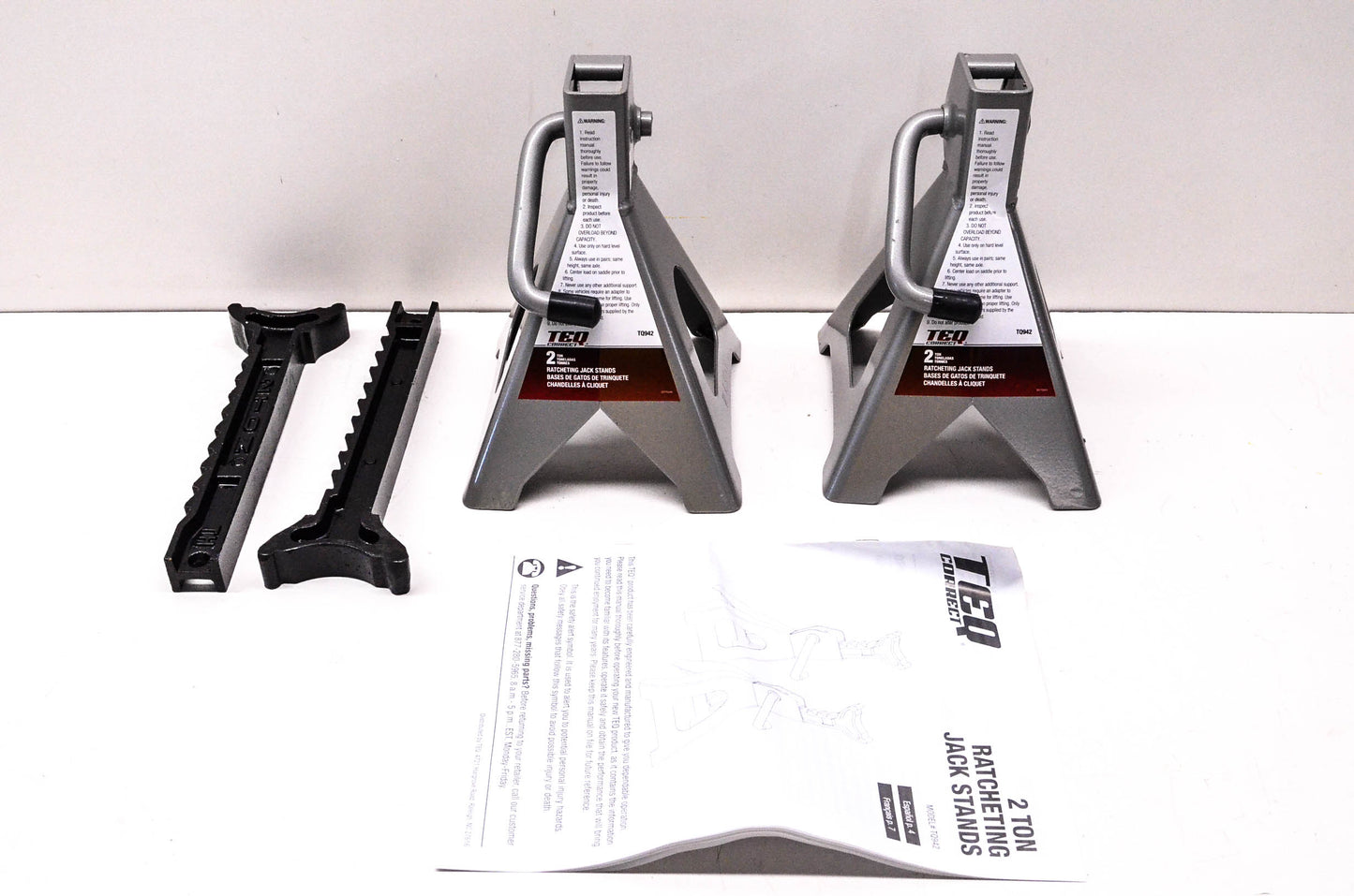 TEQ Correct TQ942 2 Ton Ratcheting Jack Stand Kit NOS