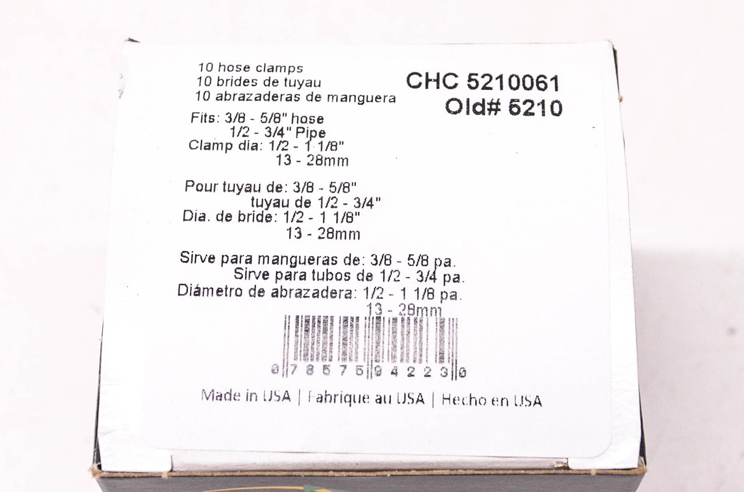 Ideal Tridon CHC 5210061, 5210 3/8"-5/8" Hose Clamps Qty 10 NOS