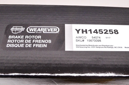 Wearever YH145258, 54074, 15670098 Brake Rotor NOS