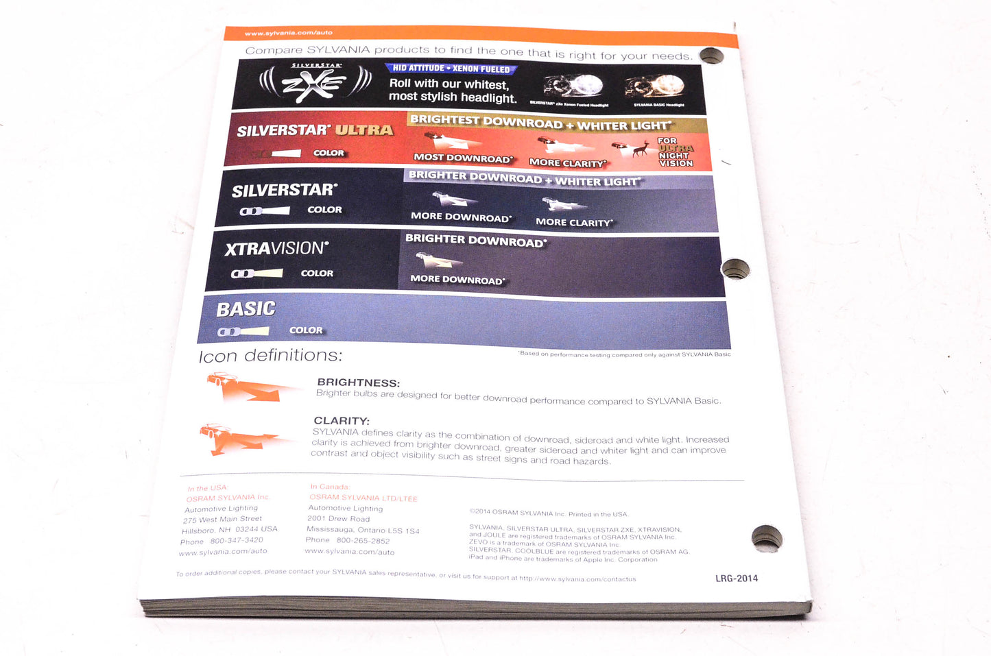 Sylvania LRG-2014 1997-2014 Automotive Lighting Replacement Guide NOS