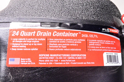 FloTool 42004MI, 800054 24 Quart Drain Container NOS