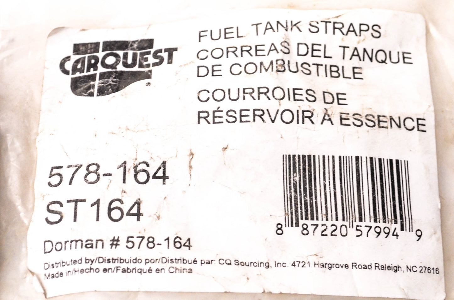 Carquest 578-164, ST164 Fuel Tank Straps Qty 2 NOS
