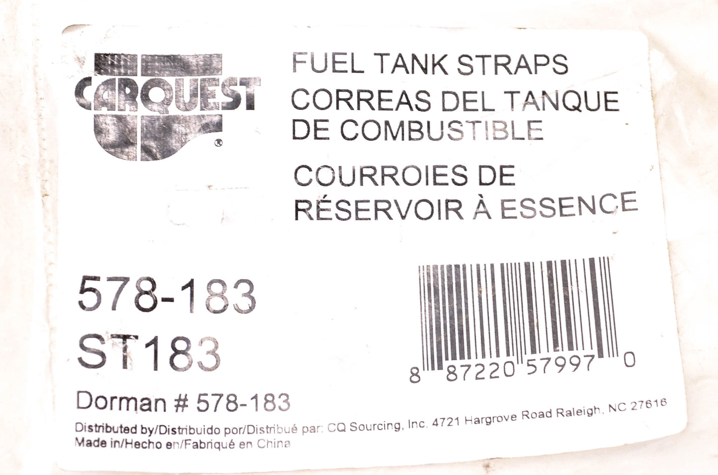 Carquest 578-183, ST183 Fuel Tank Straps Qty 2 NOS