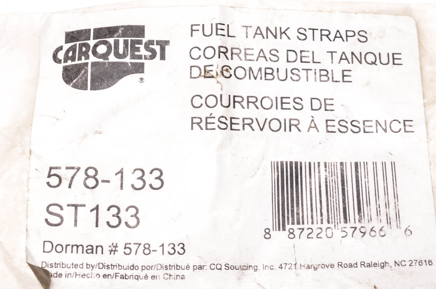 Carquest 578-133, ST133 Fuel Tank Straps Qty 2 NOS