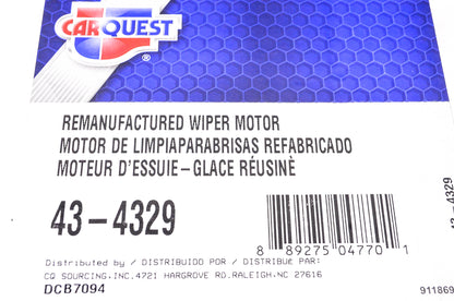 Carquest 43-4329 Remanufactured Wiper Motor NOS