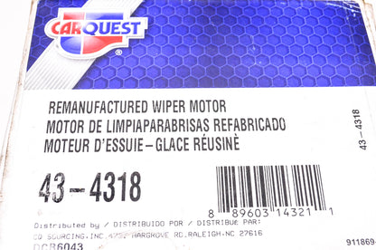 Carquest 43-4318 Remanufactured Wiper Motor NOS