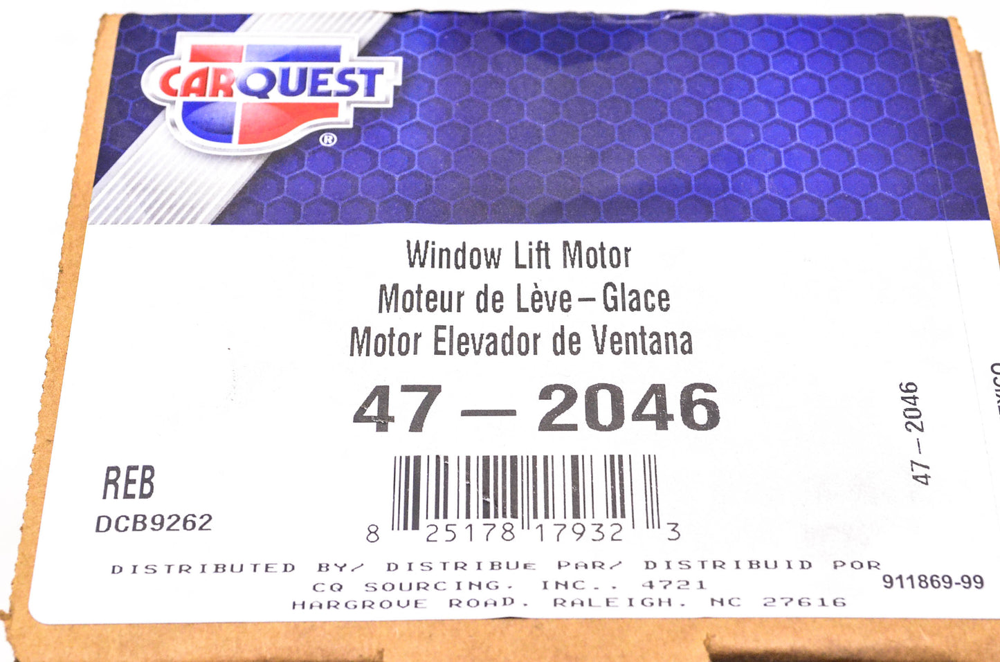 Carquest 47-2046 Remanufactured Window Lift Motor NOS