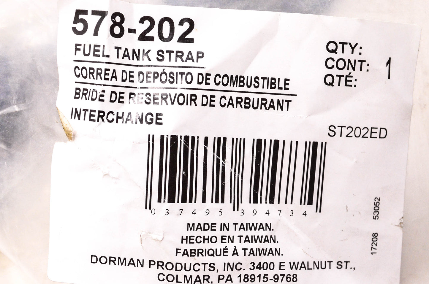 Dorman 578-202 Fuel Tank Strap Kit NOS
