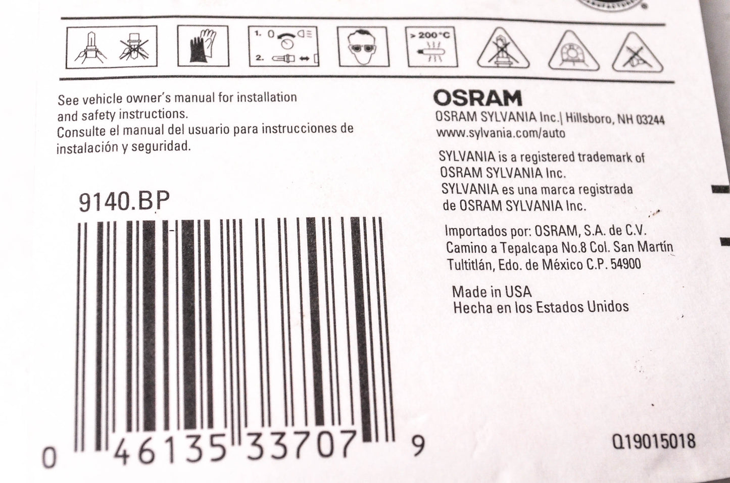 Sylvania 9140.BP Sylvania Basic Headlight NOS