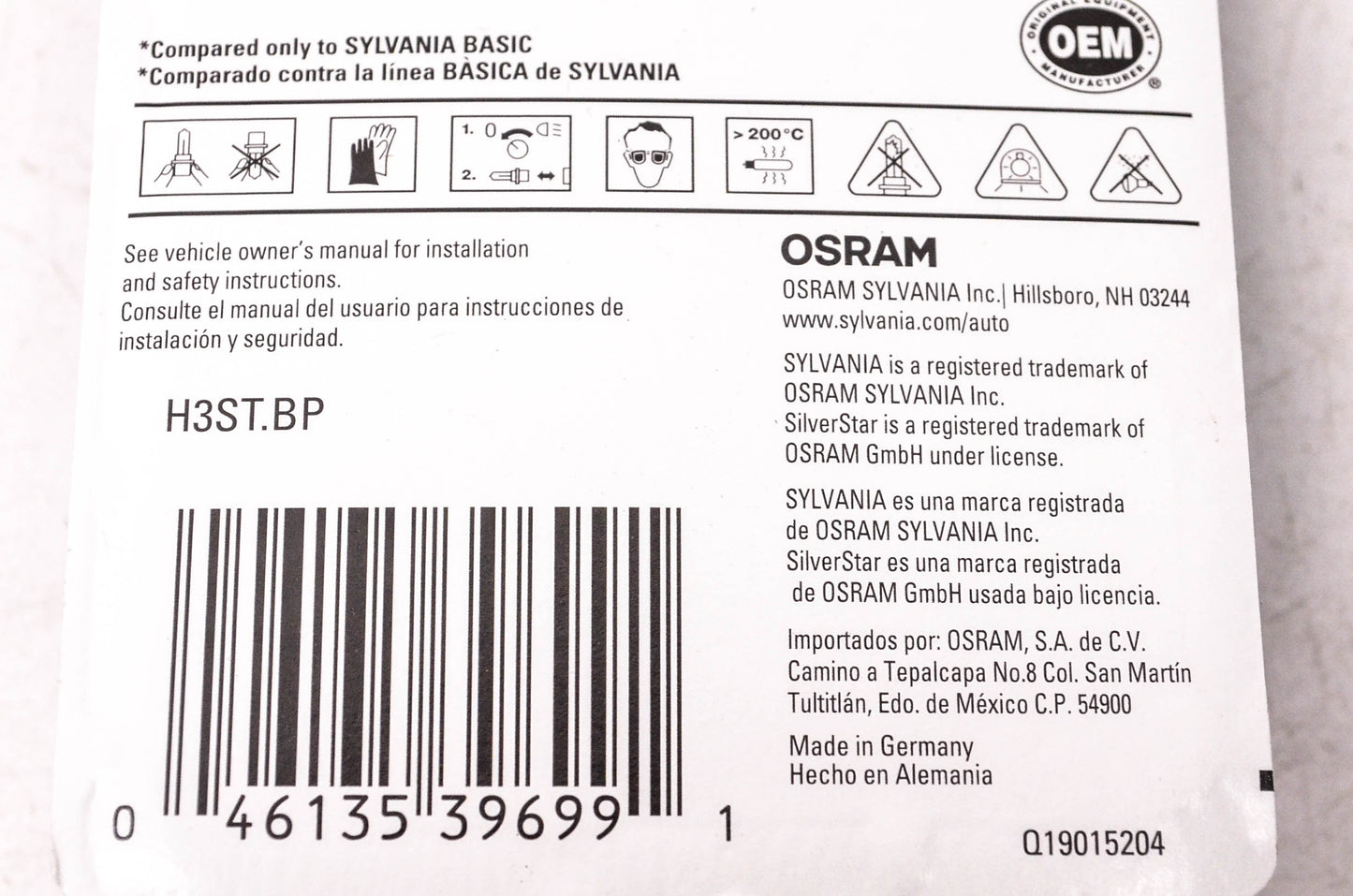 Sylvania H3ST.BP Sylvania Silverstar Headlight NOS