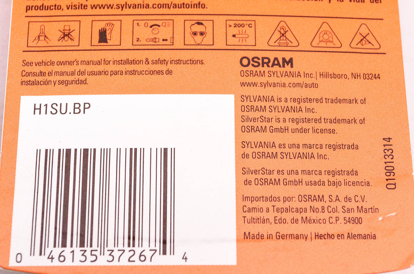 Sylvania H1SU.BP Sylvania Silverstar Ultra Headlight NOS