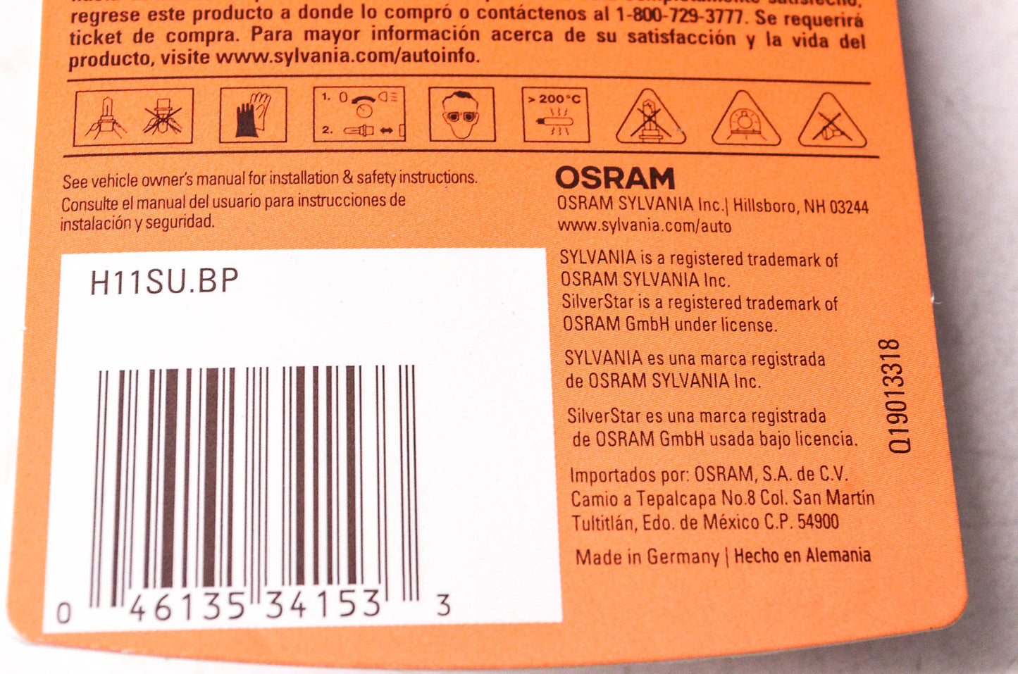 Sylvania H11SU.BP Sylvania Silverstar Ultra Headlight NOS