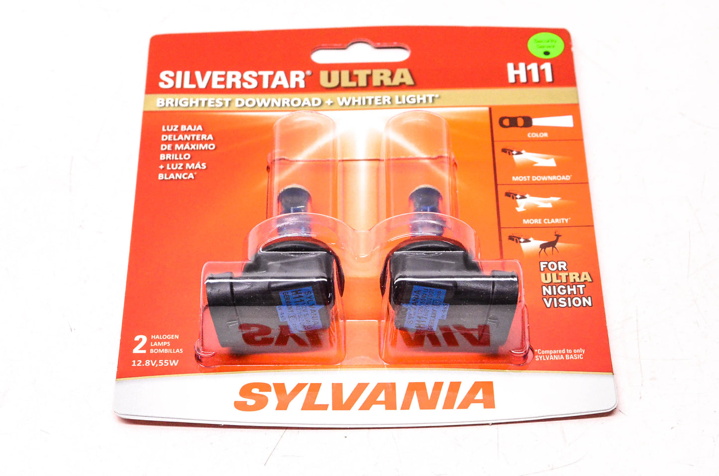 Sylvania H11SU.BP2 Sylvania Silverstar Ultra Headlight Qty 2 NOS