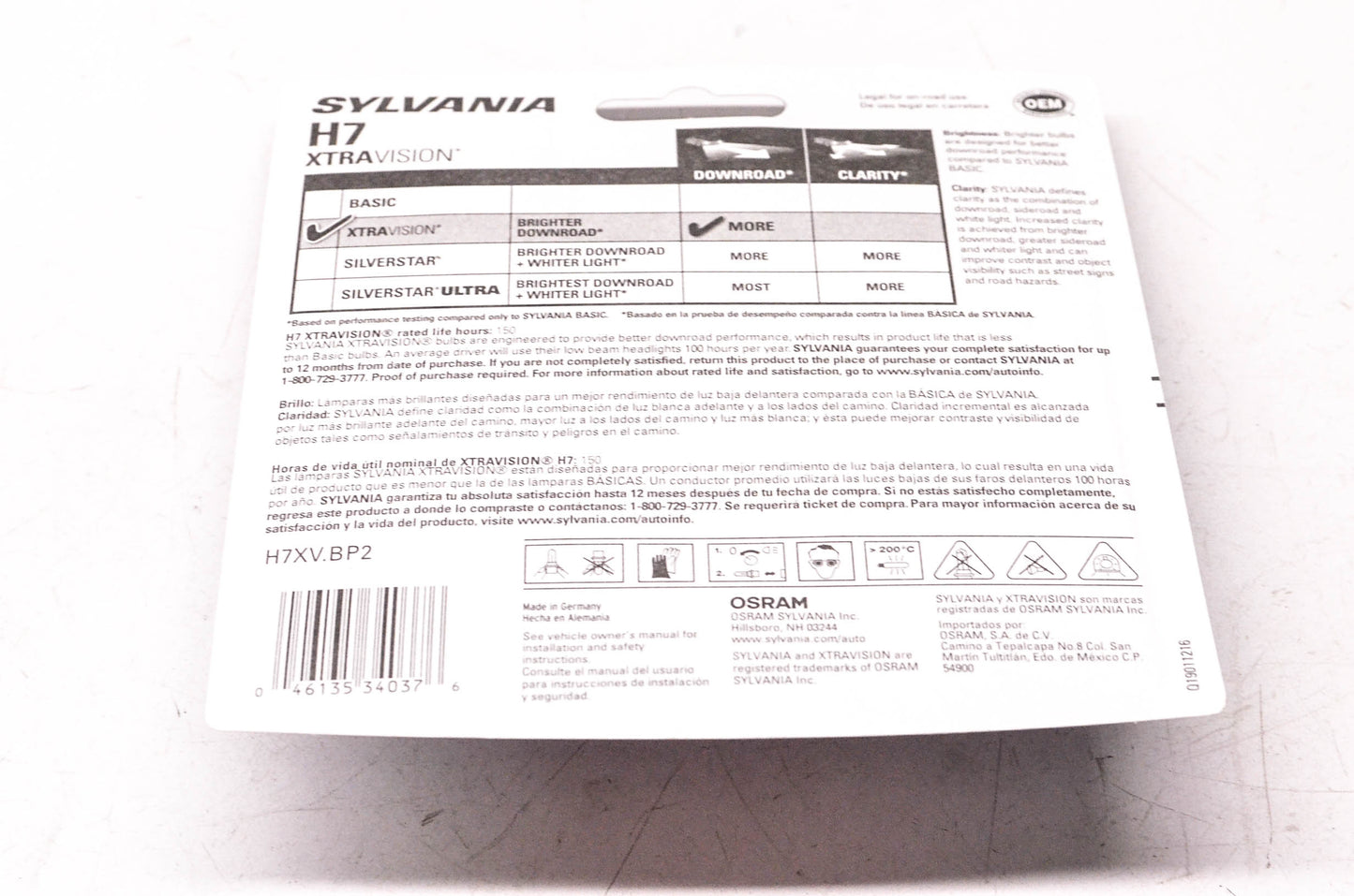 Sylvania H7XV.BP2 Sylvania XtraVision Headlight Qty 2 NOS