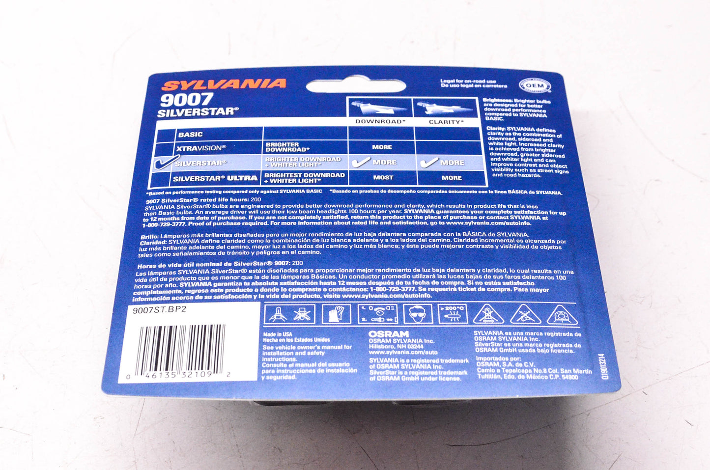 Sylvania 9007ST.BP2 Sylvania Silverstar Headlight Qty 2 NOS
