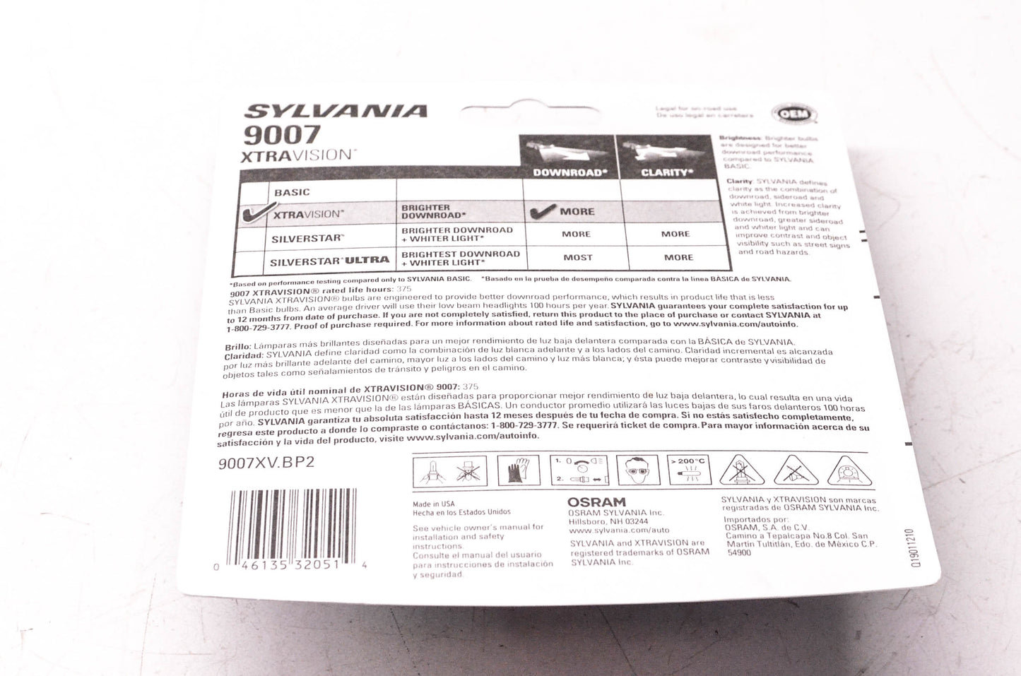 Sylvania 9007XV.BP2 Sylvania XtraVision Headlight Qty 2 NOS