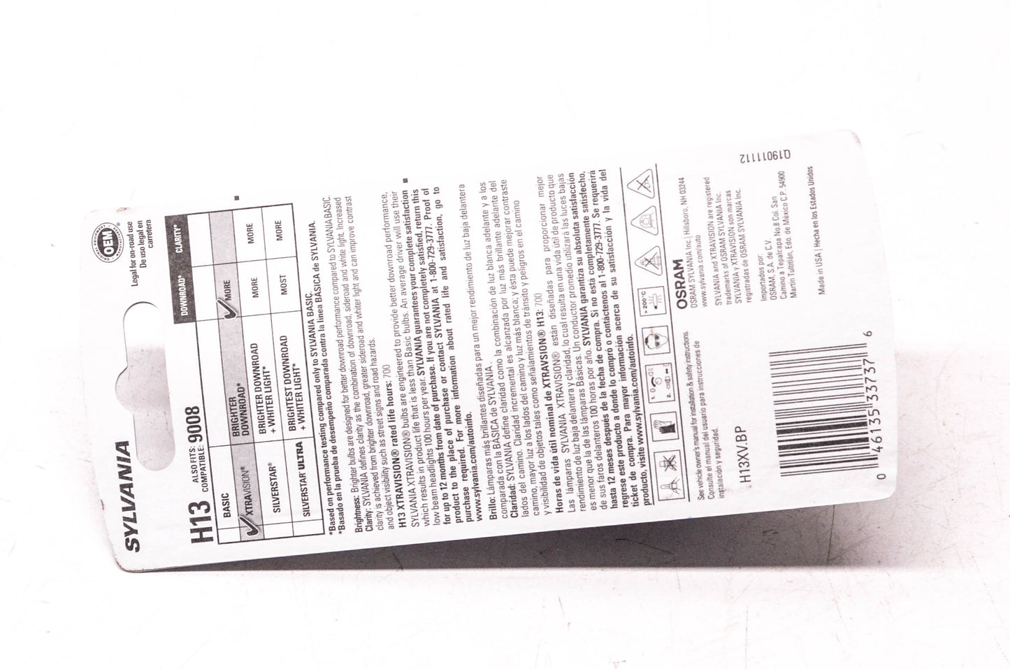 Sylvania H13XV.BP Sylvania XtraVision Headlight NOS