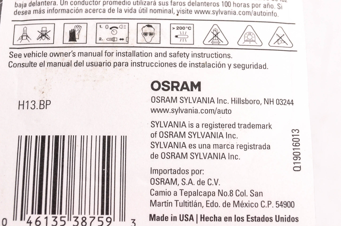 Sylvania H13.BP Sylvania Basic Headlight NOS