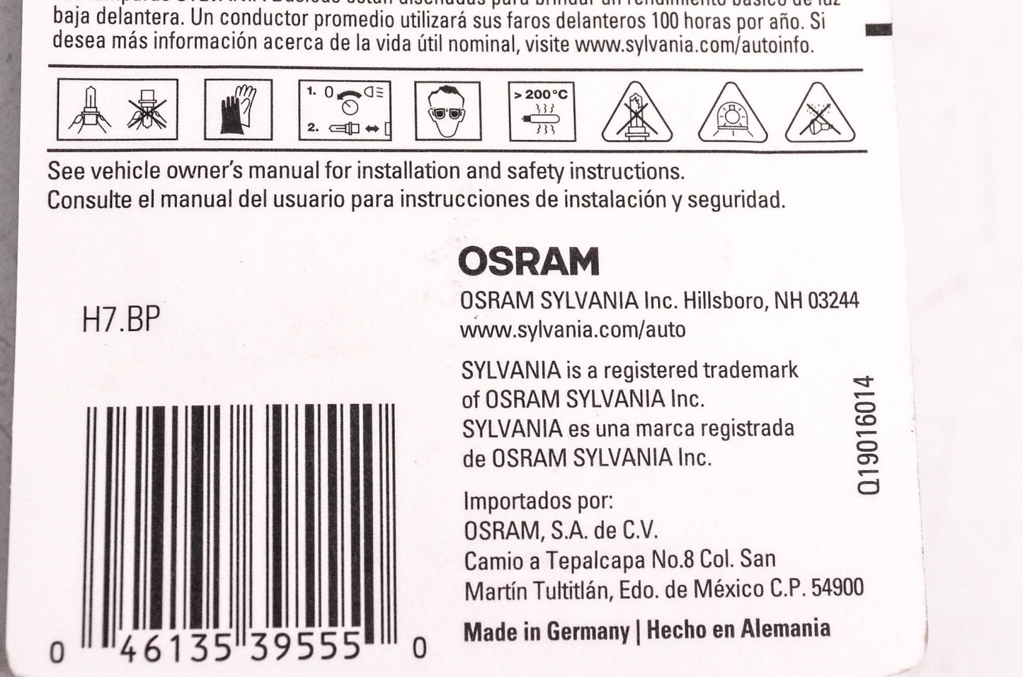 Sylvania H7.BP Sylvania Basic Headlight NOS