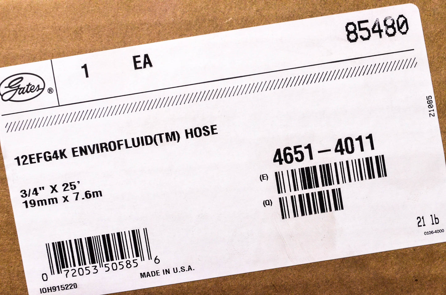 Gates 85480, 12EFG4K, 4651-4011 Envirofluid Hose NOS