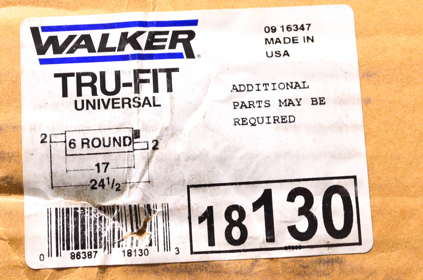 Walker 18130 Tru-Fit Universal Muffler NOS
