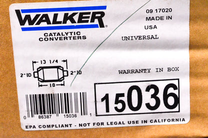 Walker 15036 Catalytic Converter Standard Universal Converter NOS