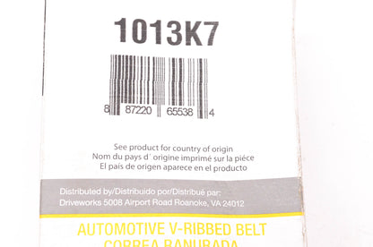 Drive Works 1013K7 Automotive V-Ribbed Belt NOS