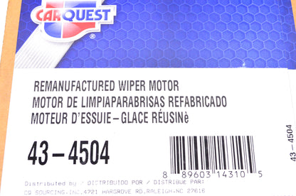 Carquest 43-4504 Remanufactured Wiper Motor NOS