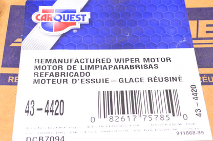 Carquest 43-4420 Remanufactured Wiper Motor NOS