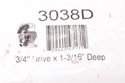 Grey Pneumatic 3038D 6-Point Deep Impact Socket 3/4" Drive x 1-3/16" NOS